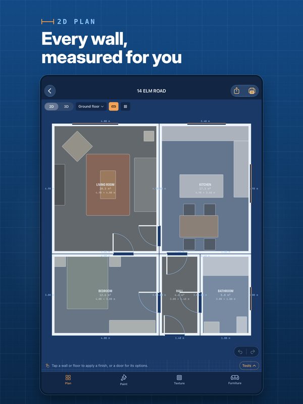 2D floor plan on iPad