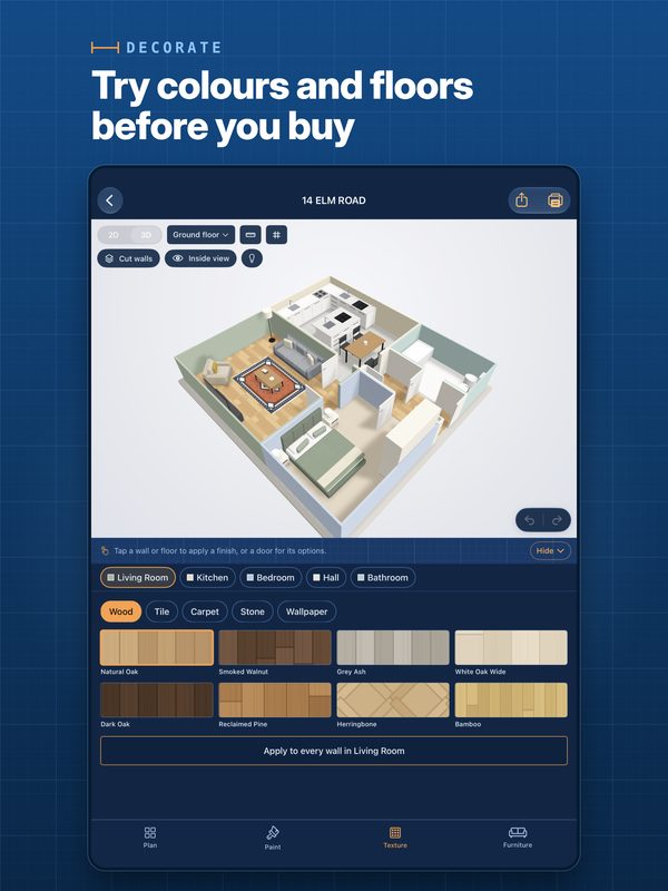 Choosing flooring on iPad