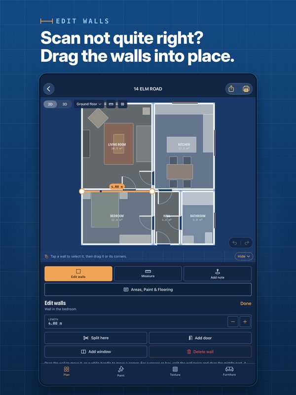 Editing walls on iPad