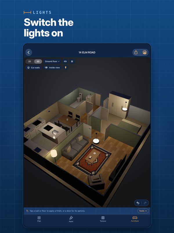 Lights on in 3D on iPad